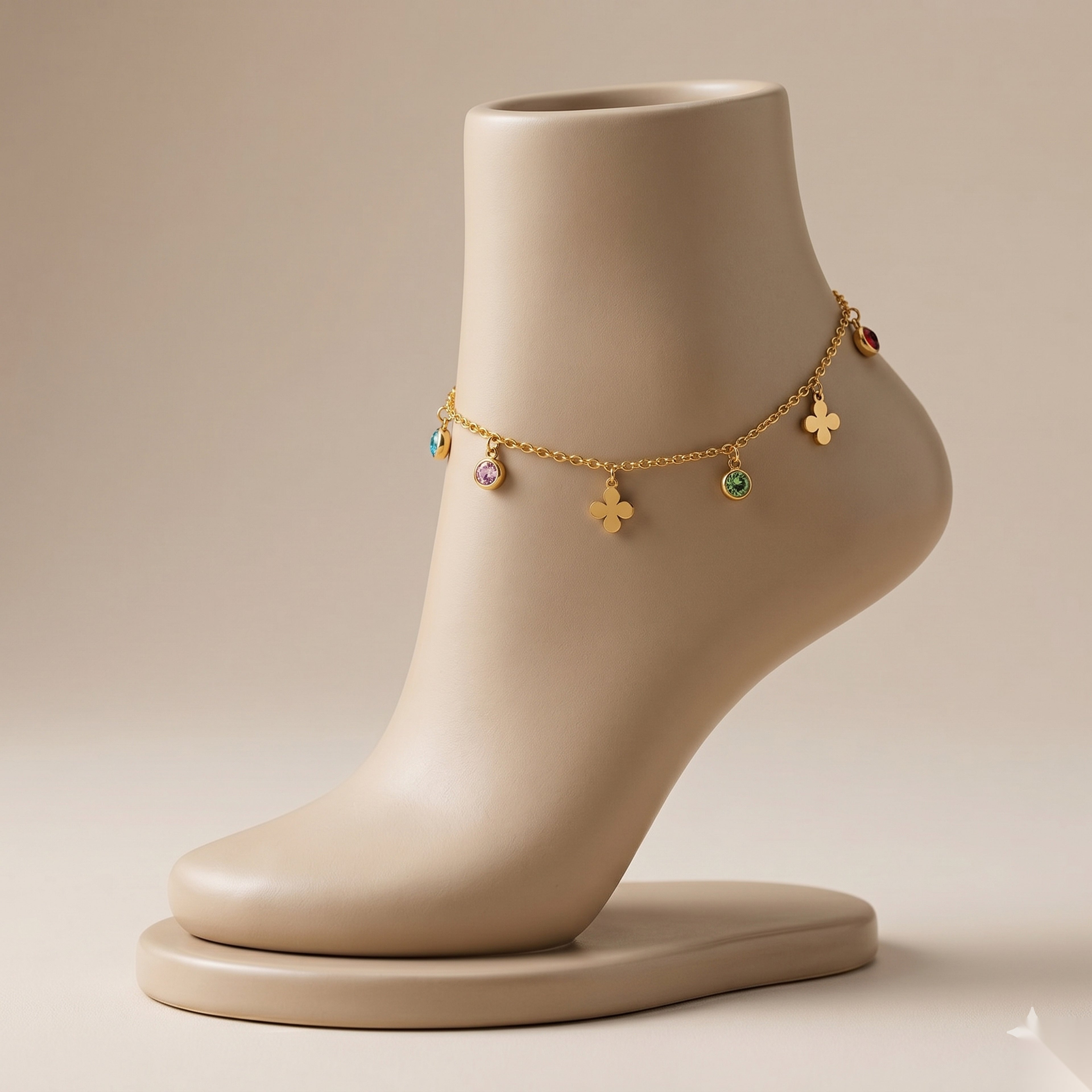 Blossom Clover Charm Anklet