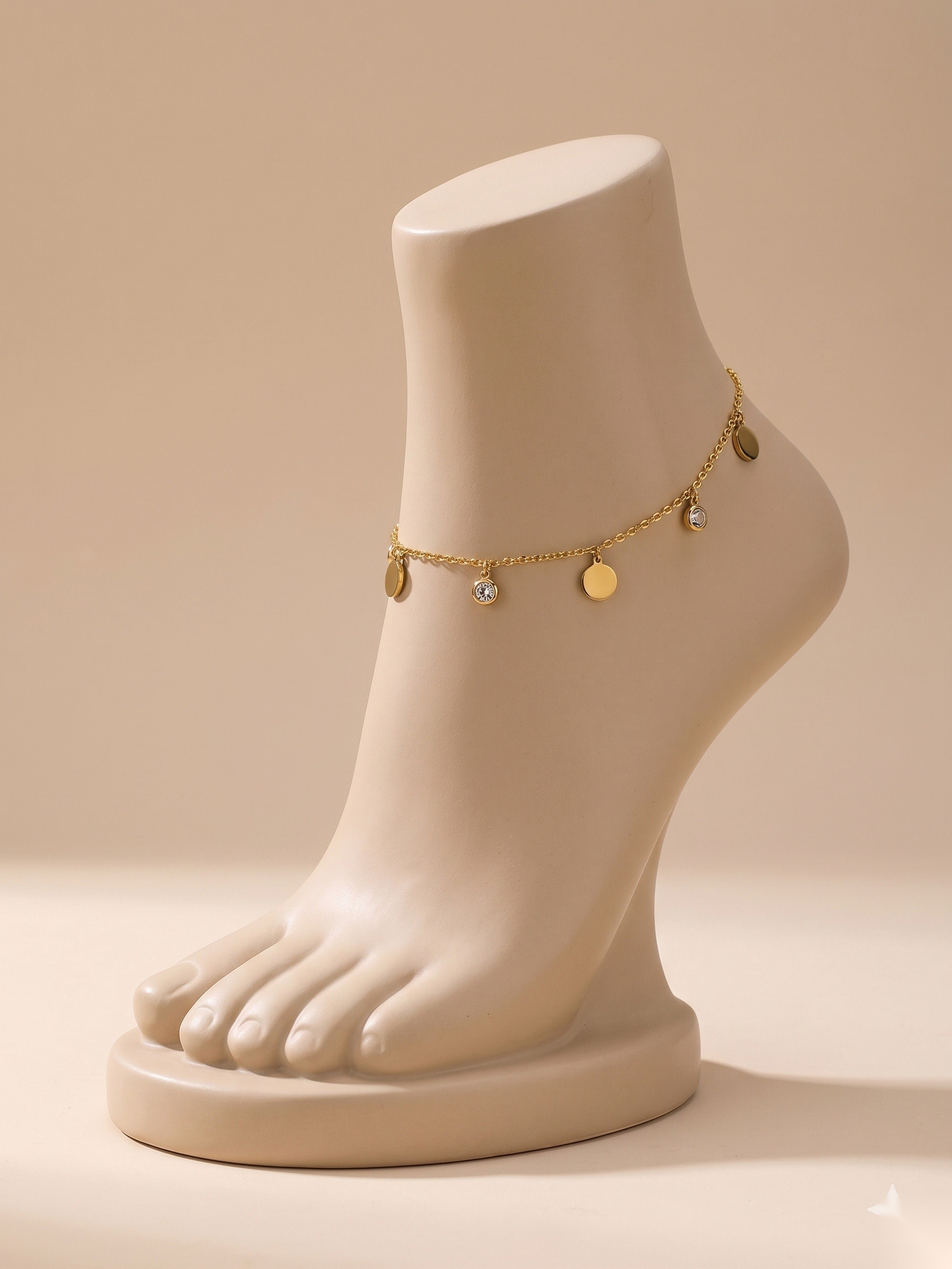 Luna Disc & Crystal Anklet
