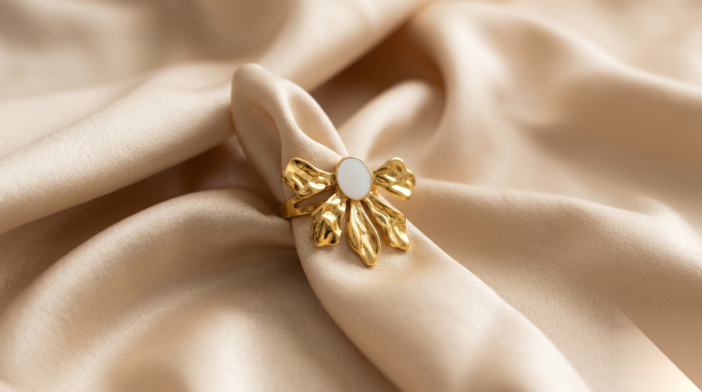 Vintage Enamel Bow Statement Ring