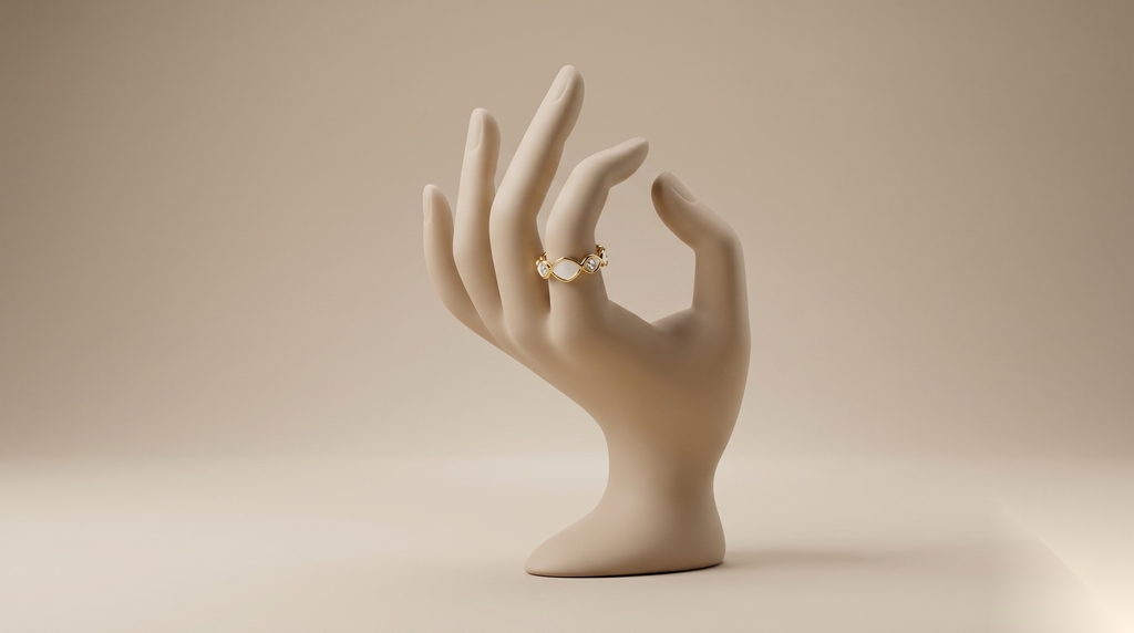 Ivory Mosaic Geometric Ring