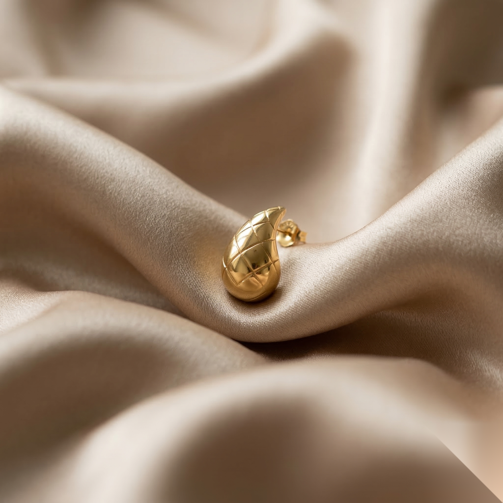 Textured Teardrop Gold Earrings