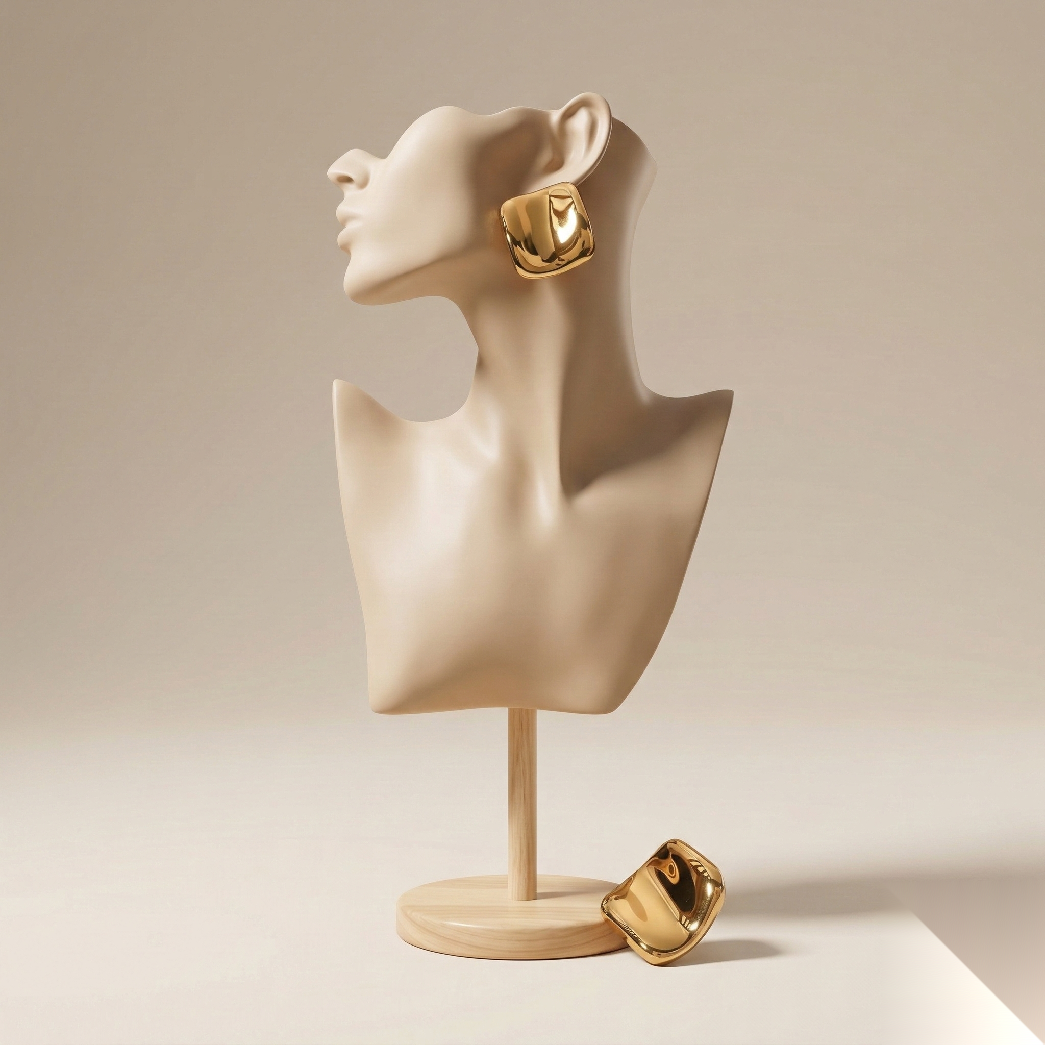 Polished  Square Gold Stud
