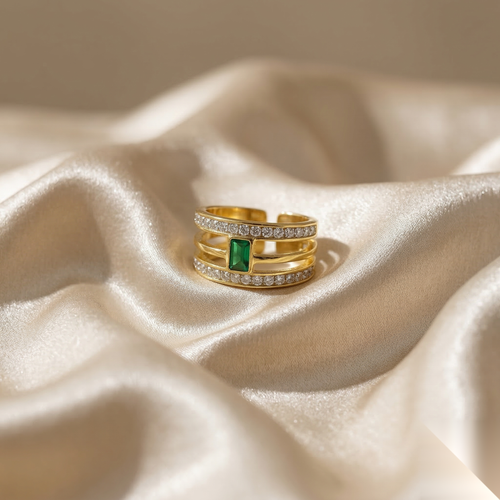 Emerald Pavé Ring
